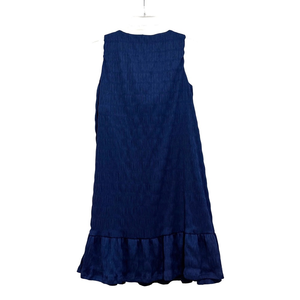 Halara Navy Blue Crinkle Textured Ruffle Hem Sleeveless Mini Dress Size M NWT
